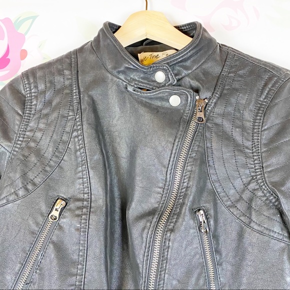 NEW Free People Black Fenix Vegan Moto Jacket S - Picture 7 of 16